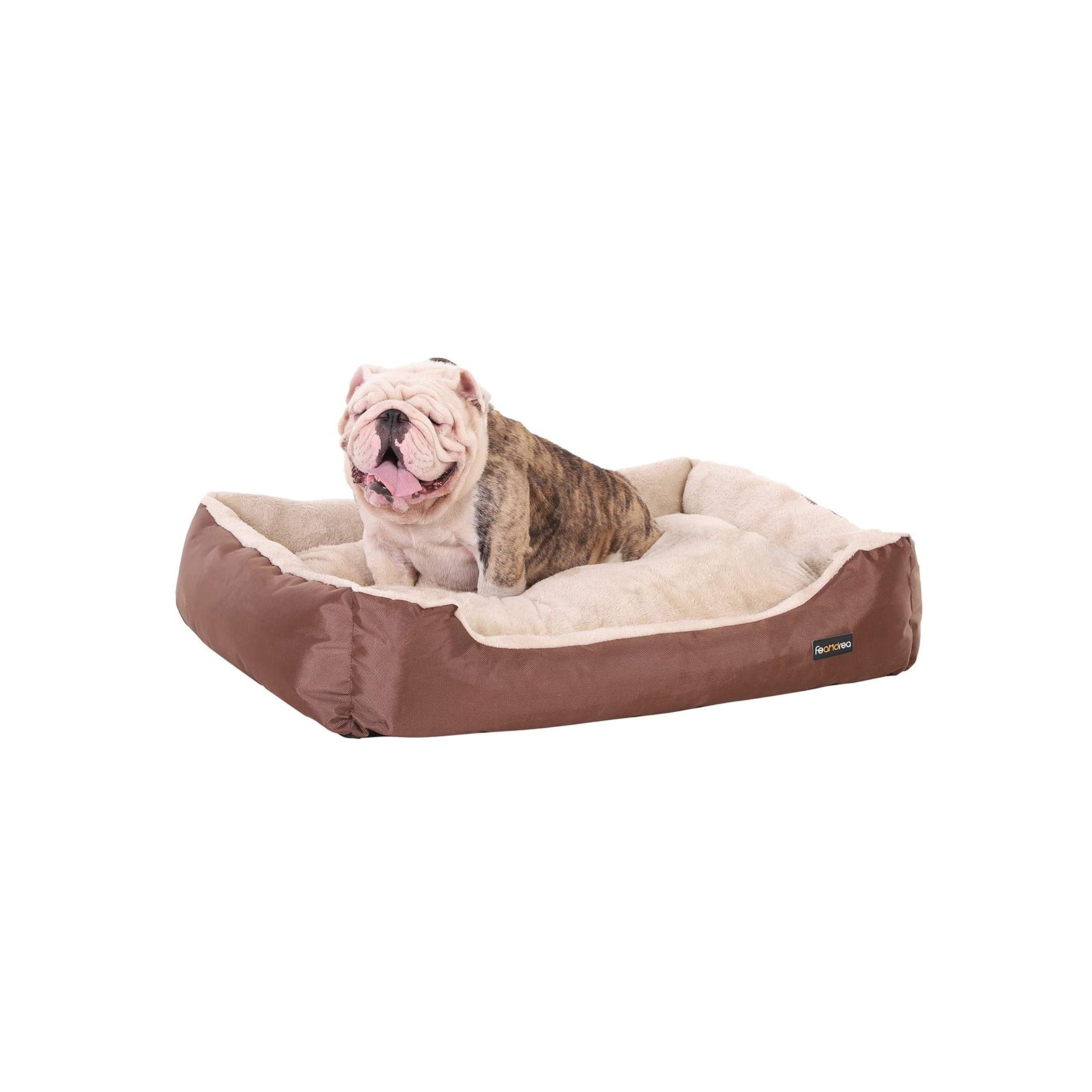 Reversible Dog Bed – Fabric – Brown – Spacious Cushion Design 85 x 65 x 21 cm