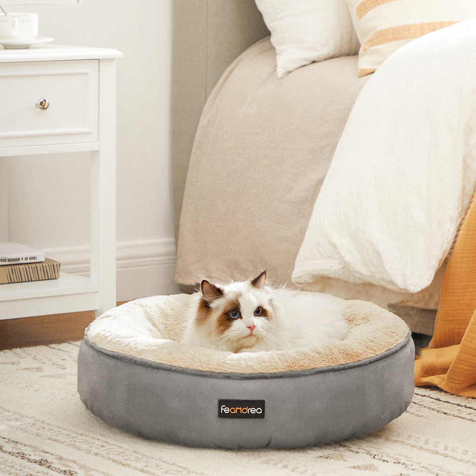 Dog Bed – Fabric – Dark Grey – Donut Shape with Removable Cushion