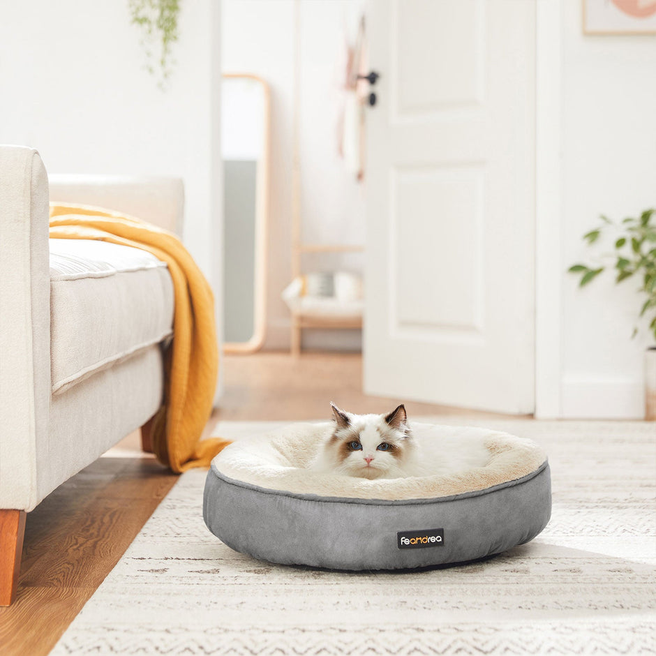 Dog Bed – Fabric – Dark Grey – Donut Shape with Removable Cushion