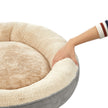 Round Dog Cushion – Fabric – Grey and White – Washable, 50 cm Diameter