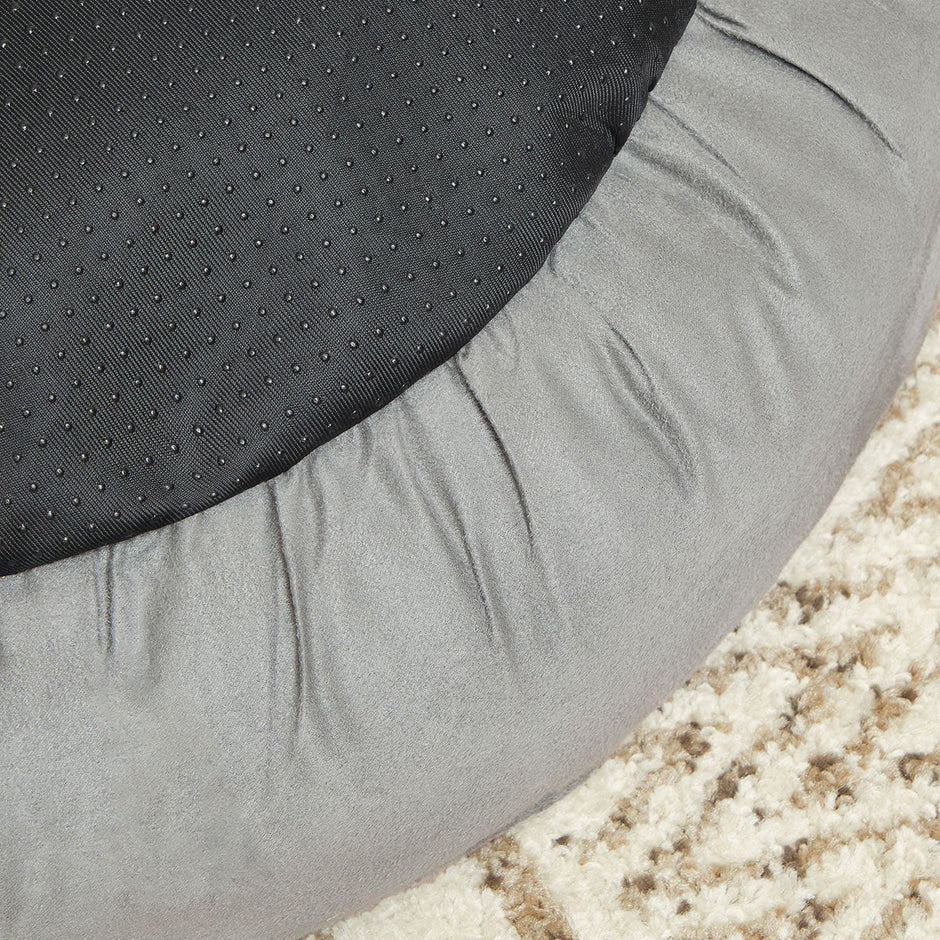 Round Dog Cushion – Fabric – Grey and White – Washable, 50 cm Diameter