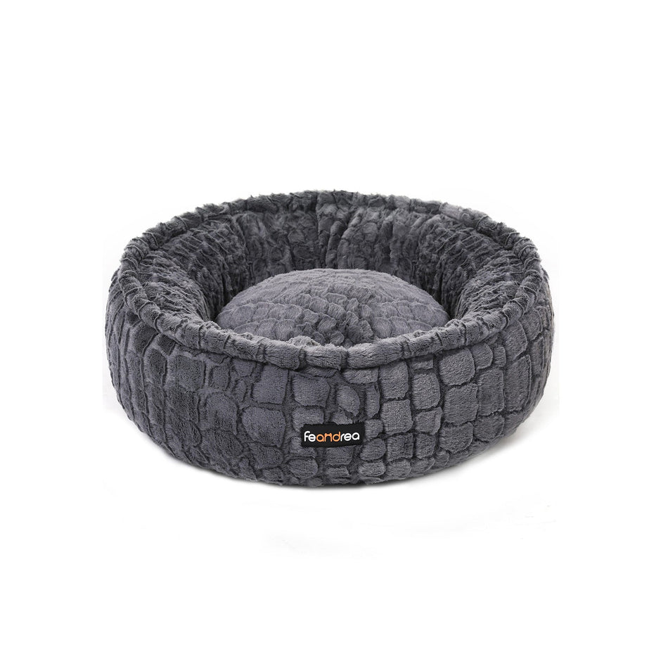 Small Plush Pet Bed – White – Comfortable Round Design, 58.5 cm Diameter