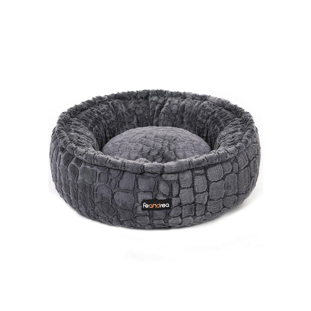 Small Plush Pet Bed – White – Comfortable Round Design, 58.5 cm Diameter