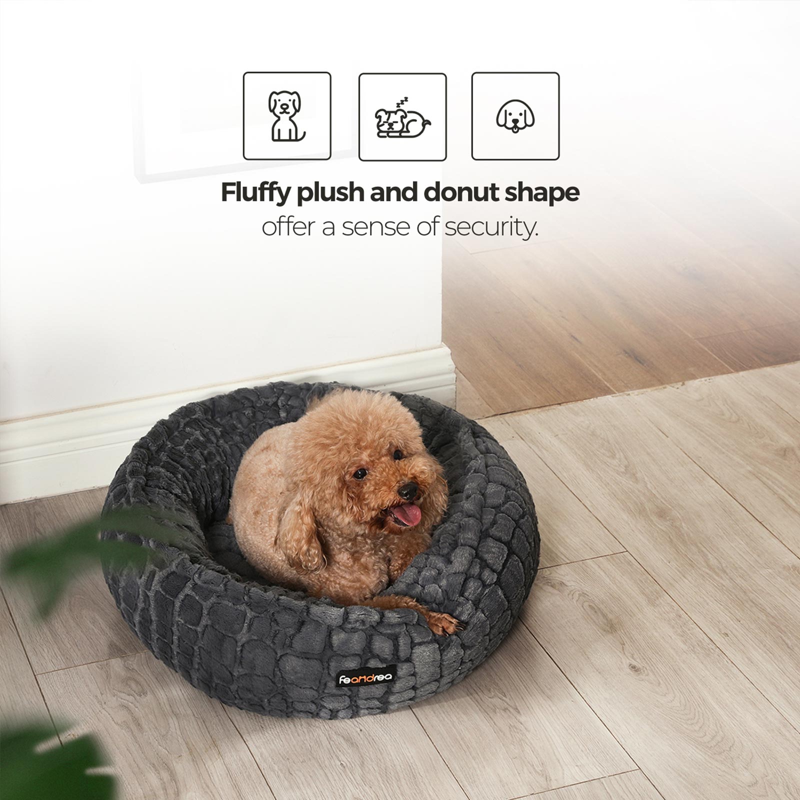 Small Plush Pet Bed – White – Comfortable Round Design, 58.5 cm Diameter