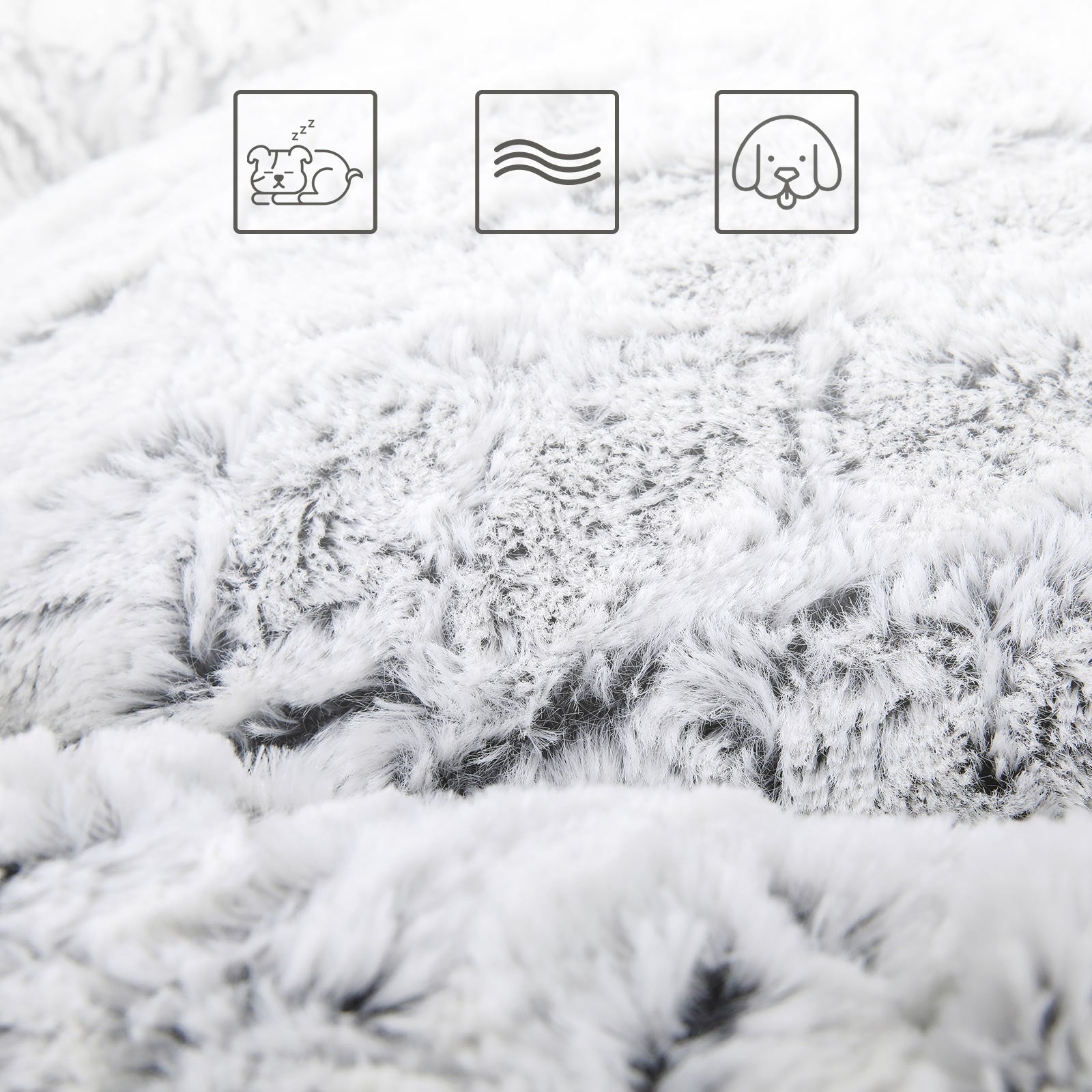 Round Plush Dog Bed – Fabric – Grey – Washable with Non-Slip Bottom