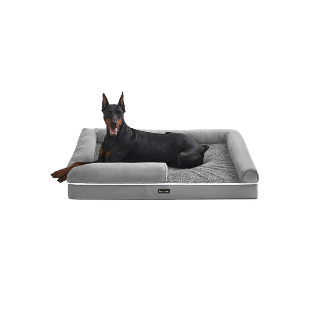 Orthopedic Dog Bed – Fabric – Light Grey – Removable Washable Cover, Non-Slip Bottom