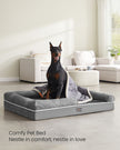 Orthopedic Dog Bed – Fabric – Light Grey – Removable Washable Cover, Non-Slip Bottom