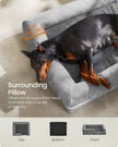 Orthopedic Dog Bed – Fabric – Light Grey – Removable Washable Cover, Non-Slip Bottom