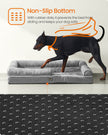 Orthopedic Dog Bed – Fabric – Light Grey – Removable Washable Cover, Non-Slip Bottom