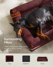 Orthopedic Dog Bed – Fabric – Berry Red – Removable Washable Cover with Non-Slip Bottom 120 x 85 x 20 cm