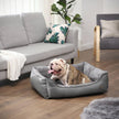 Large Washable Dog Bed – Fabric – Brown – Removable Cover, Cuddly Design, 90 x 75 x 25 cm