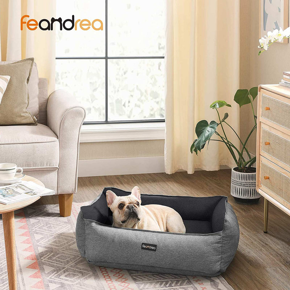 Large Reversible Washable Dog Bed – Fabric – Gray and Dark Gray – Premium Comfort