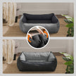 Large Reversible Washable Dog Bed – Fabric – Gray and Dark Gray – Premium Comfort