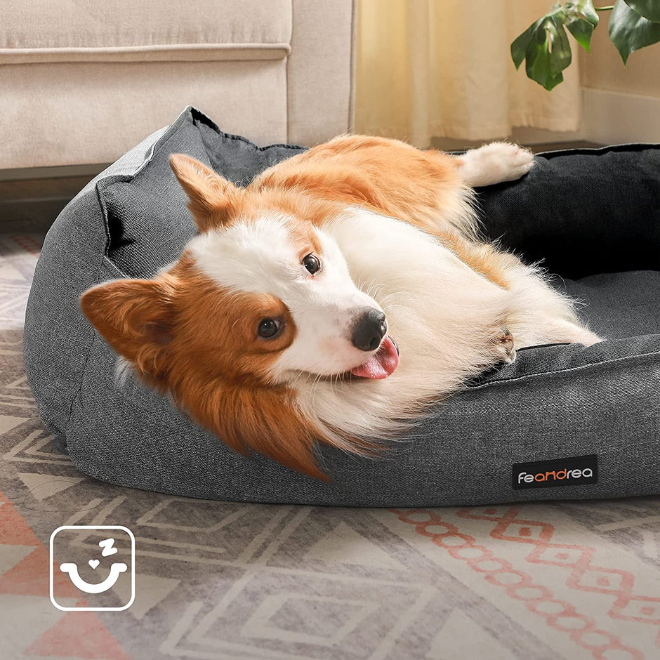 Medium-Size Washable Dog Bed – Reversible Fabric – Grey and Dark Grey – Premium Comfort