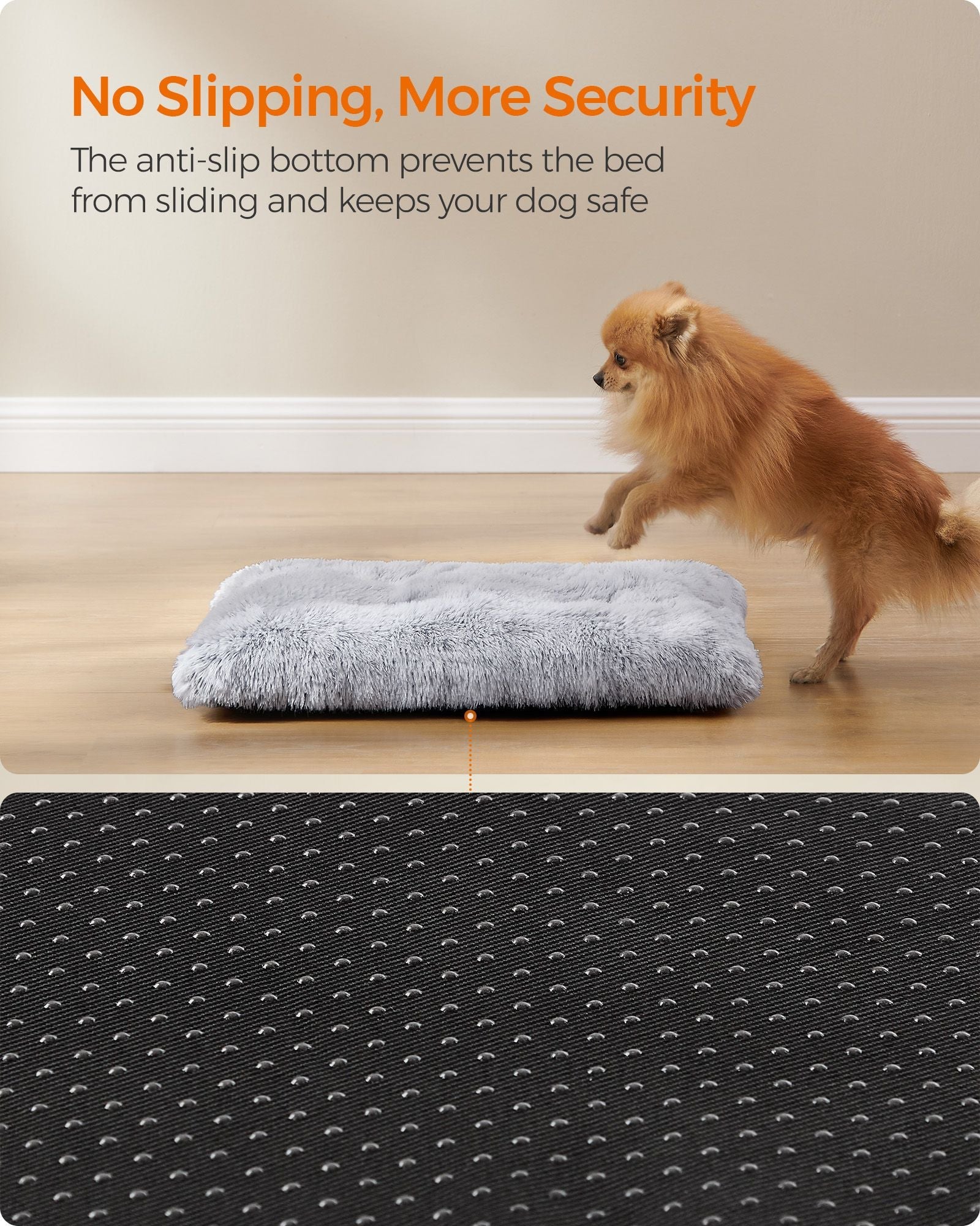 Dog Bed – Plush – Grey Ombré – Washable with Anti-Slip Bottom