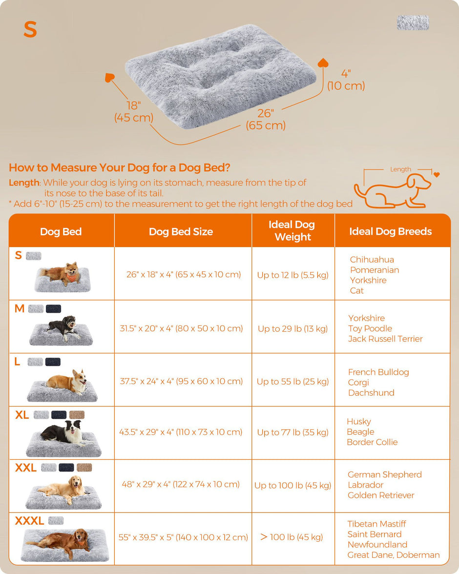 Dog Bed – Plush – Grey Ombré – Washable with Anti-Slip Bottom
