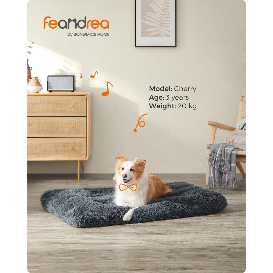 Dog Bed – Fluffy Mattress – Dark Grey – Machine Washable, Multipurpose, 110 x 73 cm