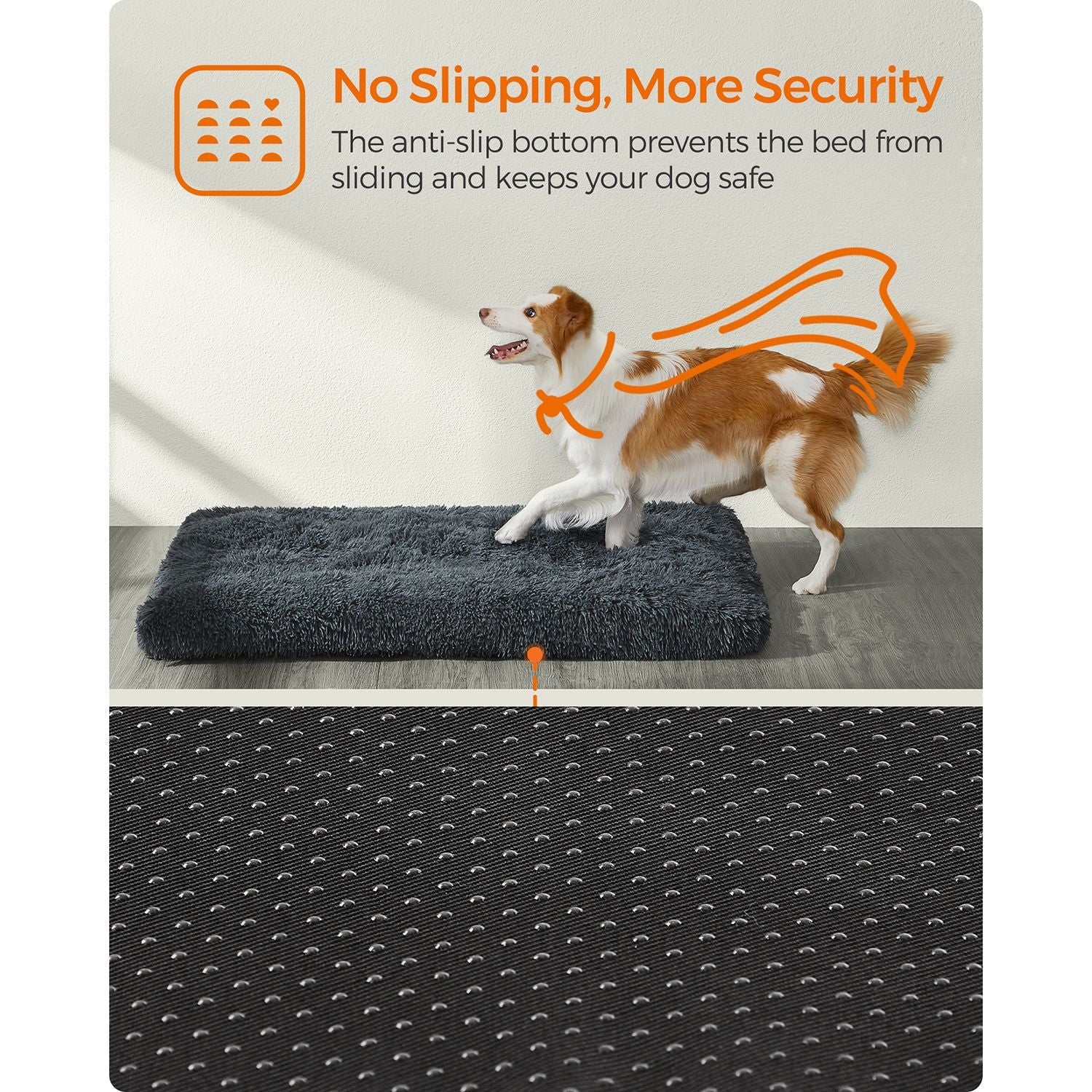 Dog Bed – Fluffy Mattress – Dark Grey – Machine Washable, Multipurpose, 110 x 73 cm