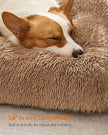 Fluffy Dog Bed – Plush Fabric – Camel Brown – Anti-Anxiety, Washable