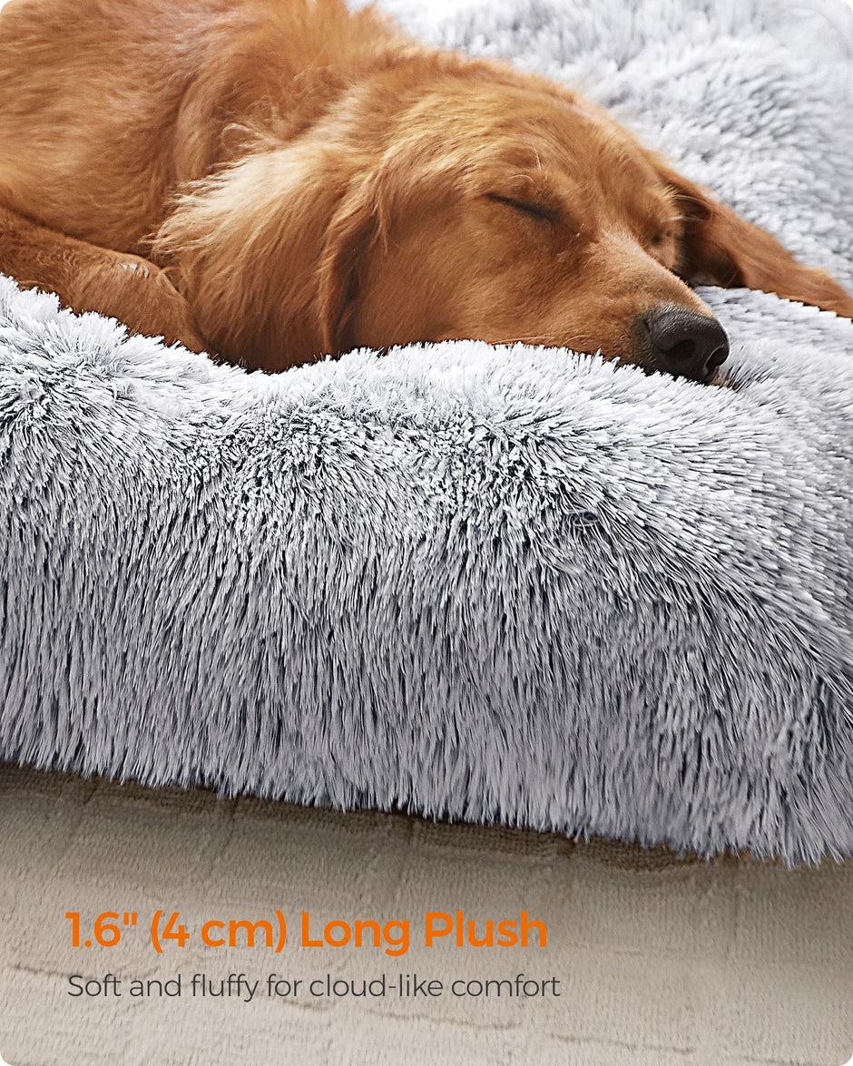Dog Bed – Fluffy Fabric – Dark Grey Ombré – Machine Washable, Multipurpose