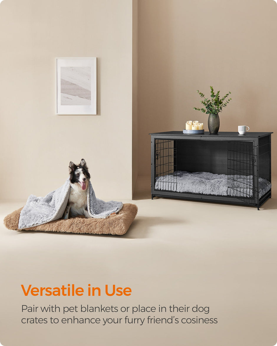 Dog Bed – Fluffy Fabric – Dark Grey Ombré – Machine Washable, Multipurpose