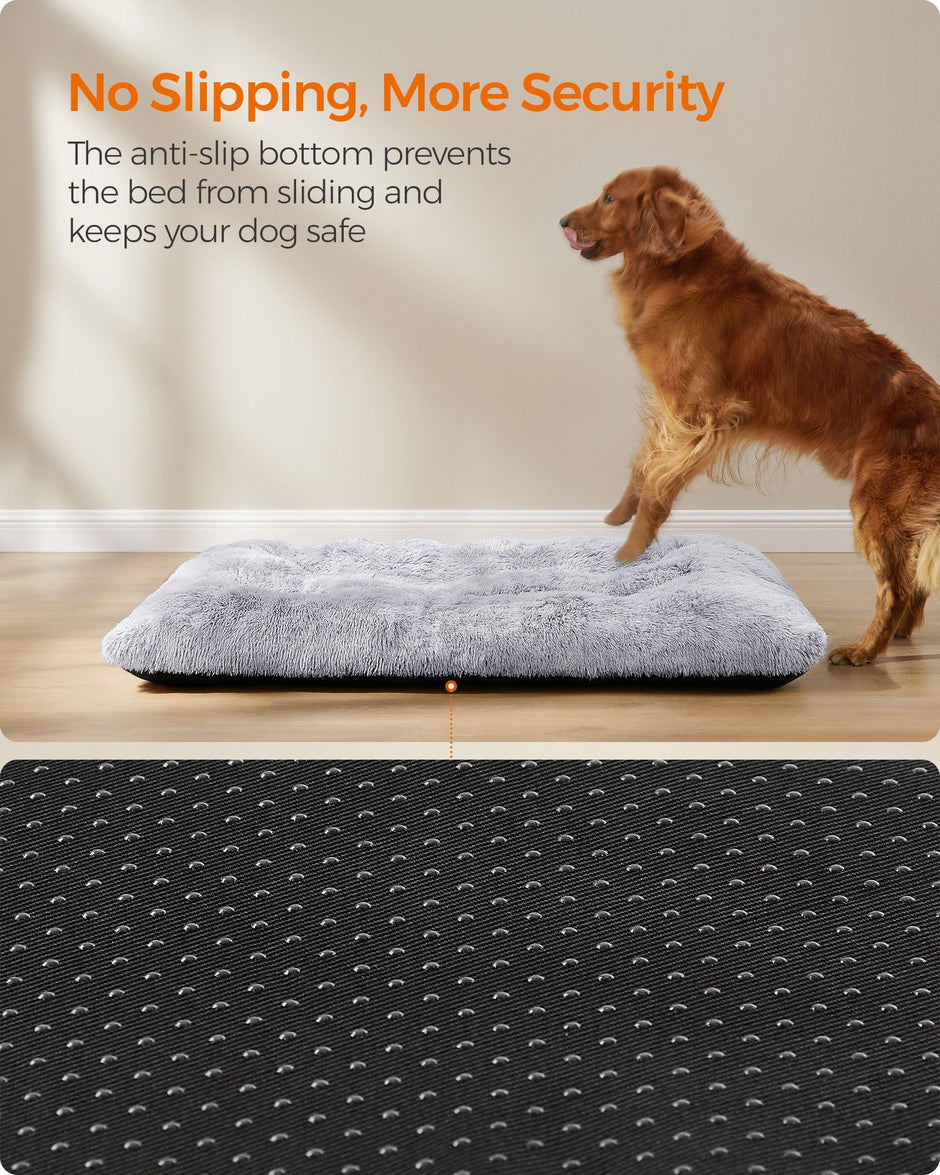 Dog Bed – Fluffy Fabric – Dark Grey Ombré – Machine Washable, Multipurpose