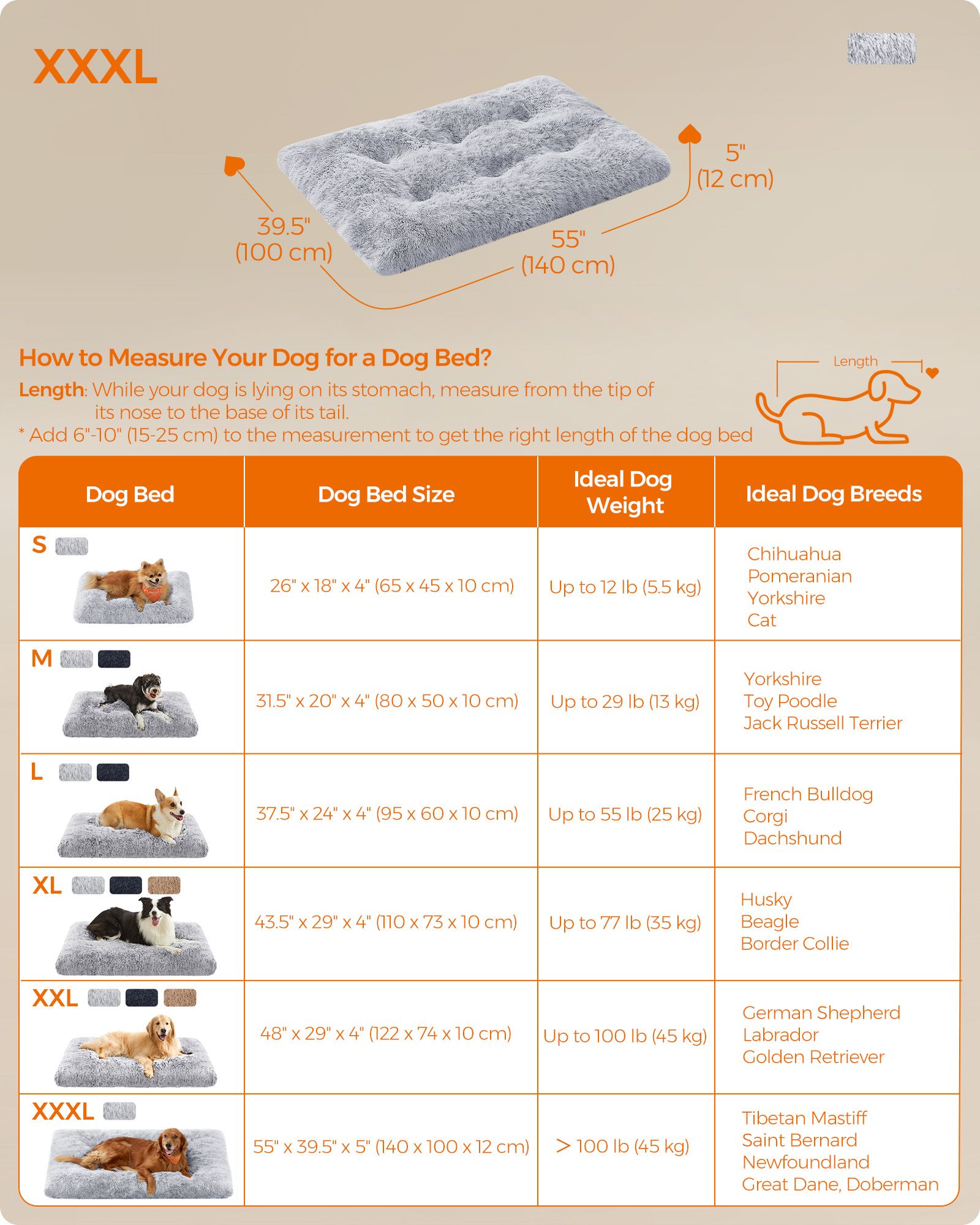 Dog Bed – Fluffy Fabric – Dark Grey Ombré – Machine Washable, Multipurpose
