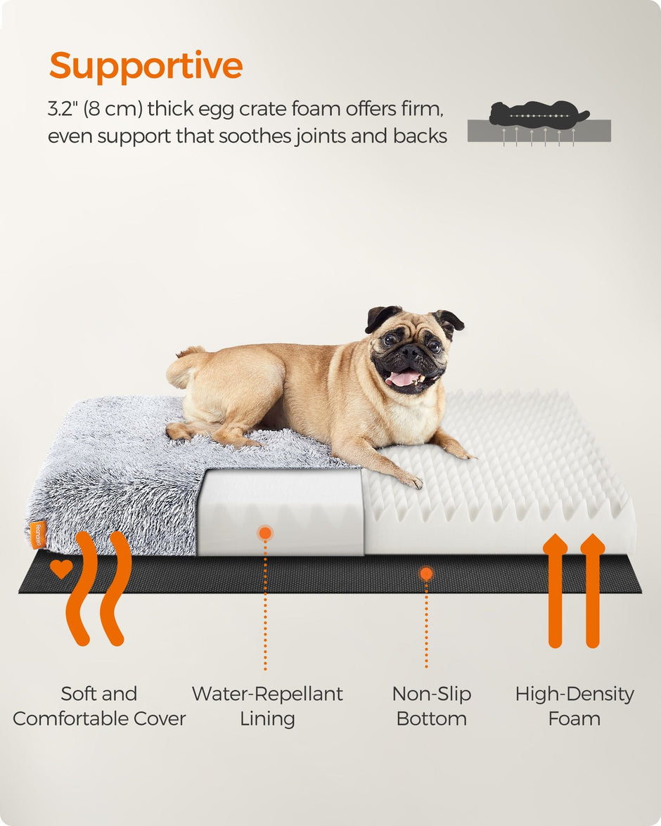 Dog Bed – Egg Crate Foam – Grey Ombré – Removable Washable Cover 80 x 50 x 8 cm