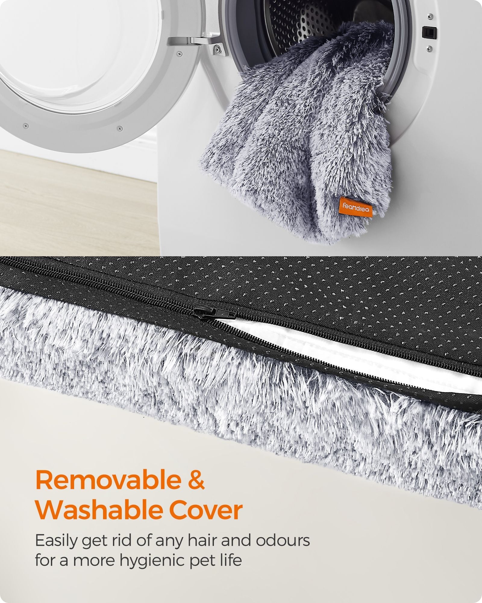 Dog Bed – Egg Crate Foam – Grey Ombré – Removable Washable Cover 80 x 50 x 8 cm