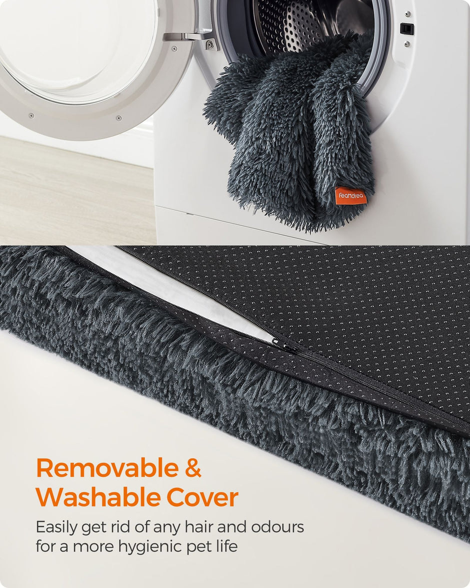 Dog Bed – Egg Crate Foam – Dark Grey – Removable Washable Cover 95 x 60 x 8 cm