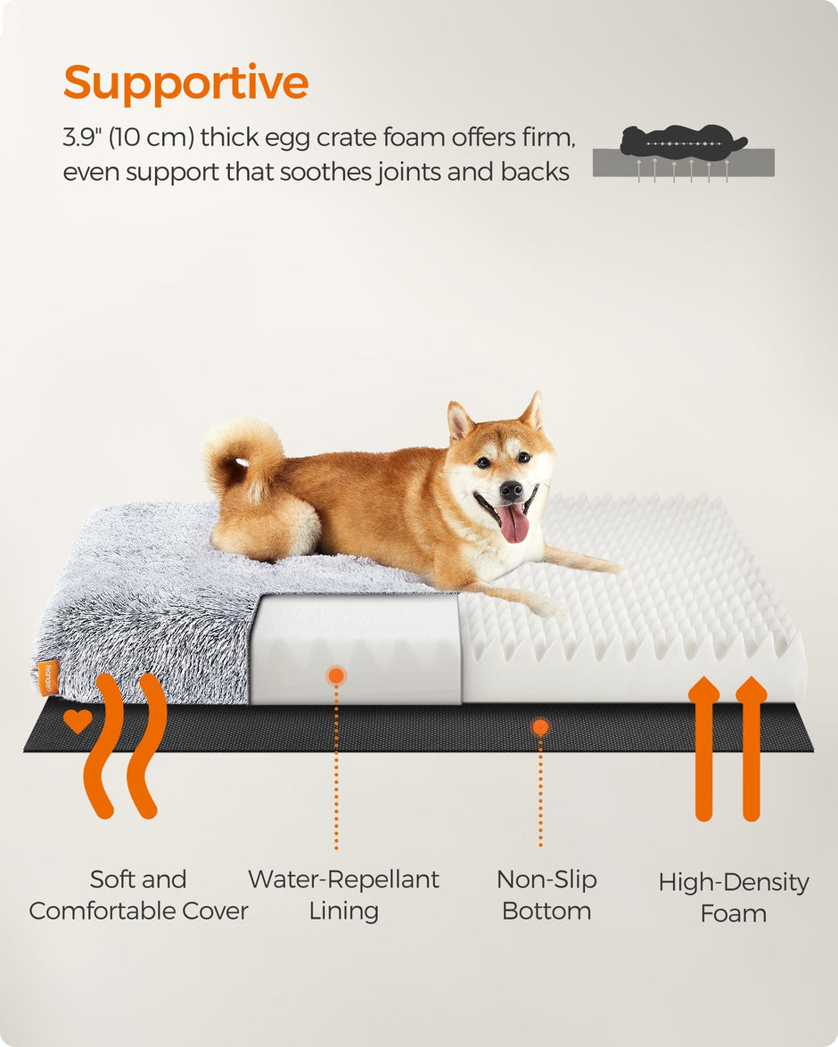 Dog Bed – Egg Crate Foam – Grey Ombré – Removable Washable Cover