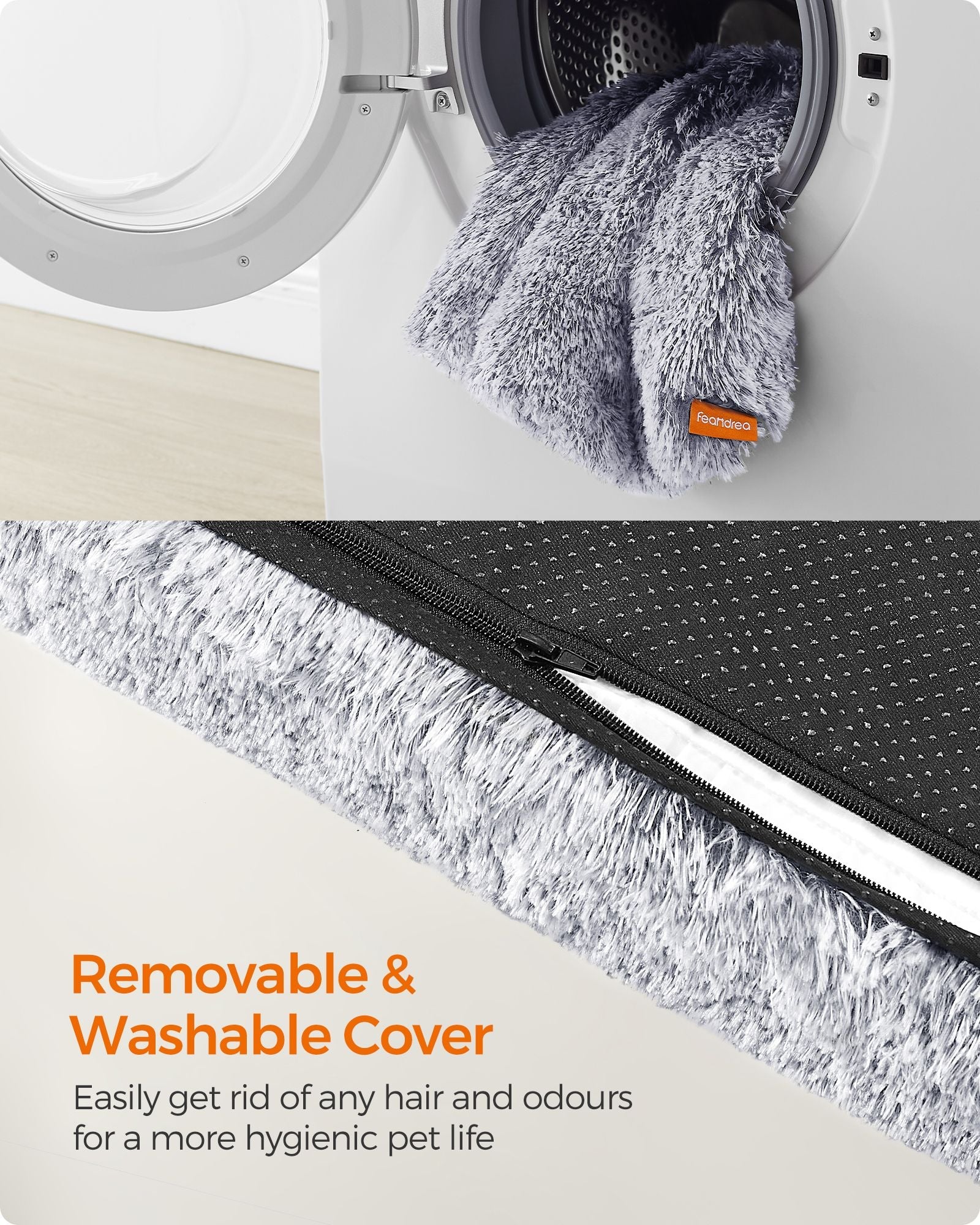 Dog Bed – Egg Crate Foam – Grey Ombré – Removable Washable Cover