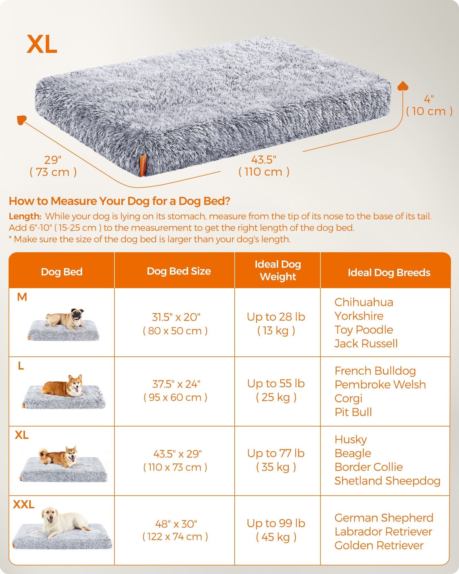 Dog Bed – Egg Crate Foam – Grey Ombré – Removable Washable Cover