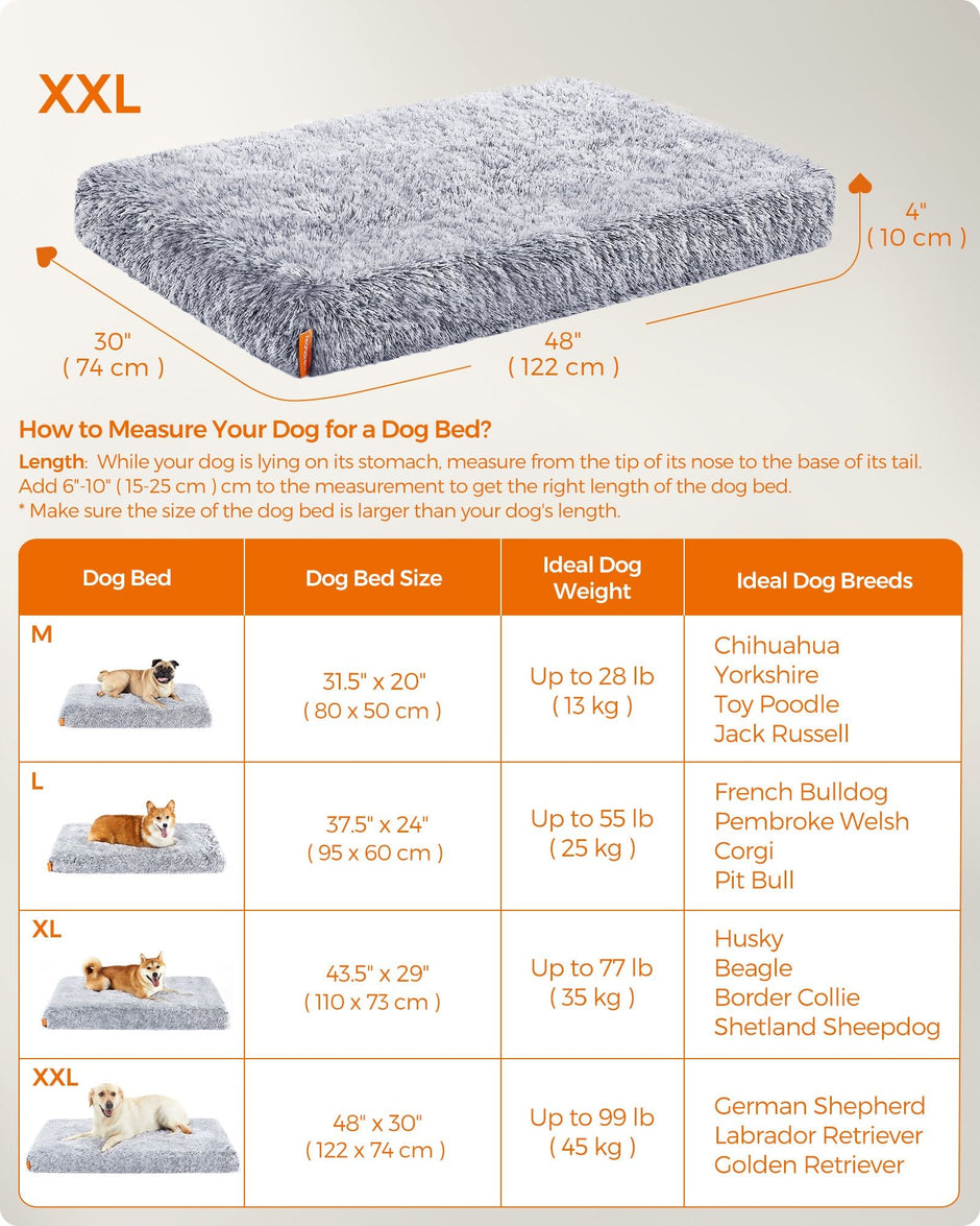Dog Bed – Egg Crate Foam – Grey Ombré – Fluffy with Removable Washable Cover, XXL for Large Dogs