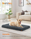 Dog Bed – Egg Crate Foam – Dark Grey – Fluffy Mattress with Removable Washable Cover