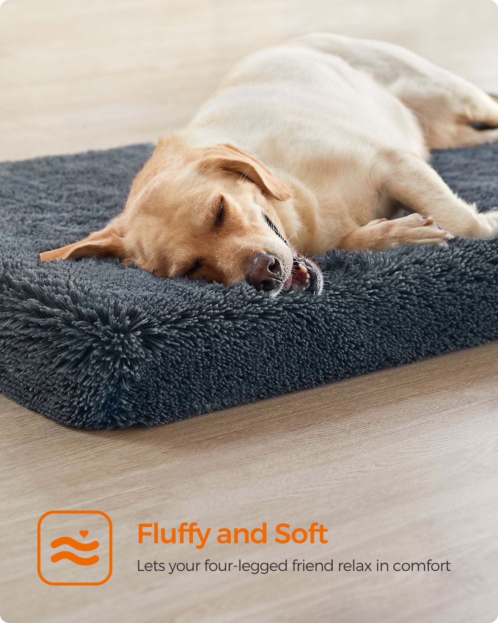 Dog Bed – Egg Crate Foam – Dark Grey – Fluffy Mattress with Removable Washable Cover