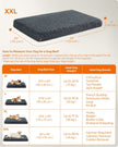 Dog Bed – Egg Crate Foam – Dark Grey – Fluffy Mattress with Removable Washable Cover