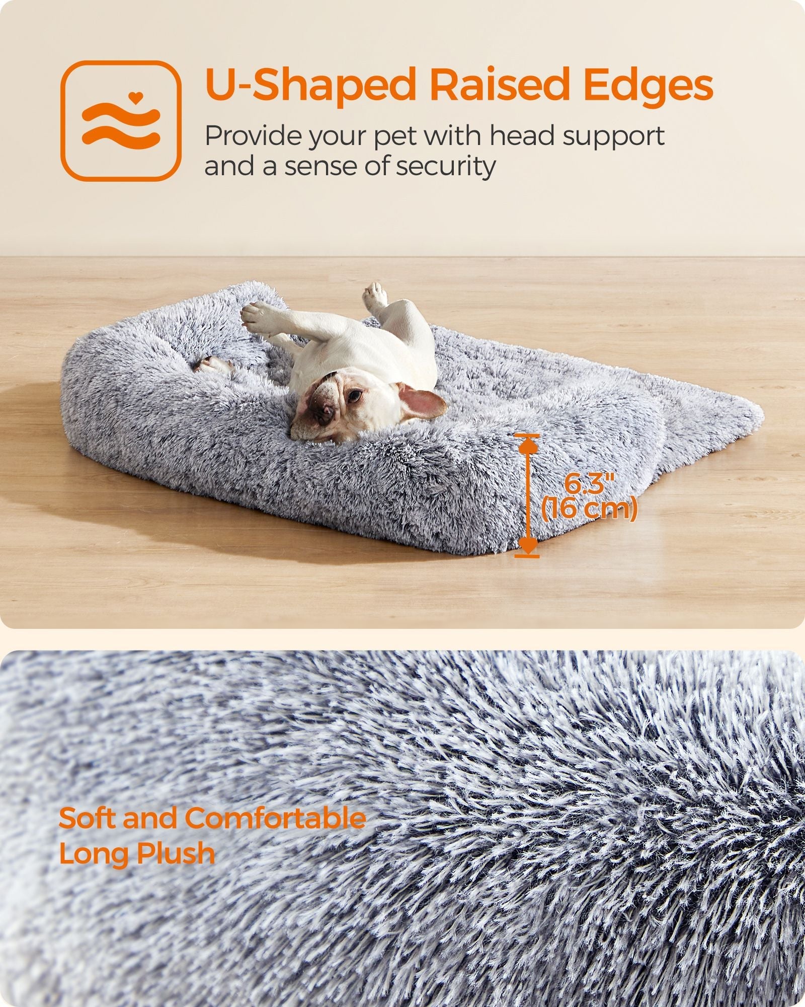 Dog Sofa Bed – Fabric – Grey Ombré – Calming Design for Large Dogs