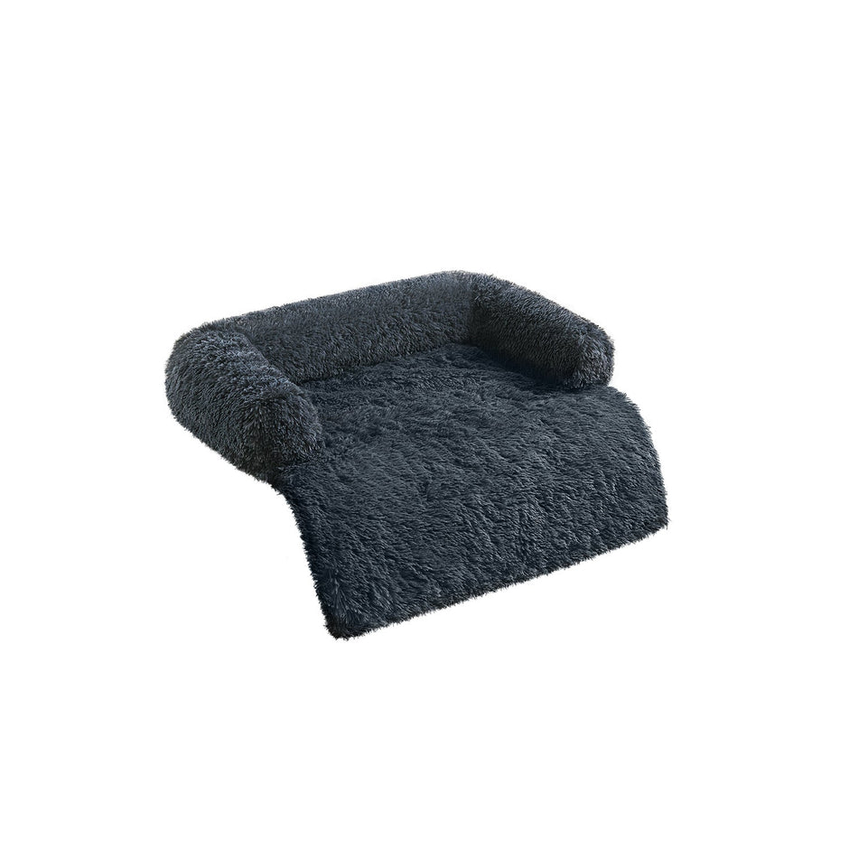Dog Sofa Bed – Plush Fabric – Dark Grey – Calming Design for Large Dogs