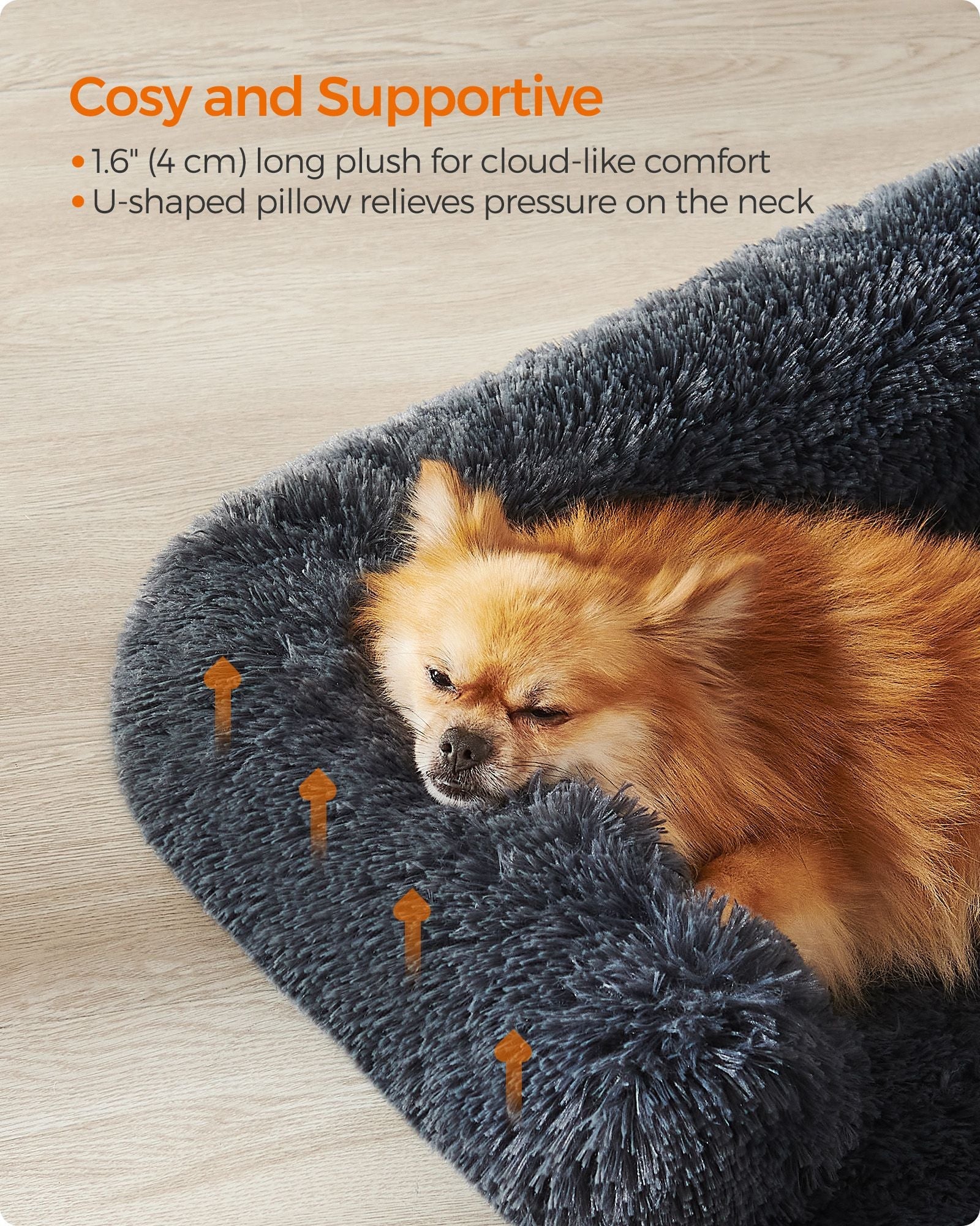 Dog Sofa Bed – Plush Fabric – Dark Grey – Calming Design for Large Dogs