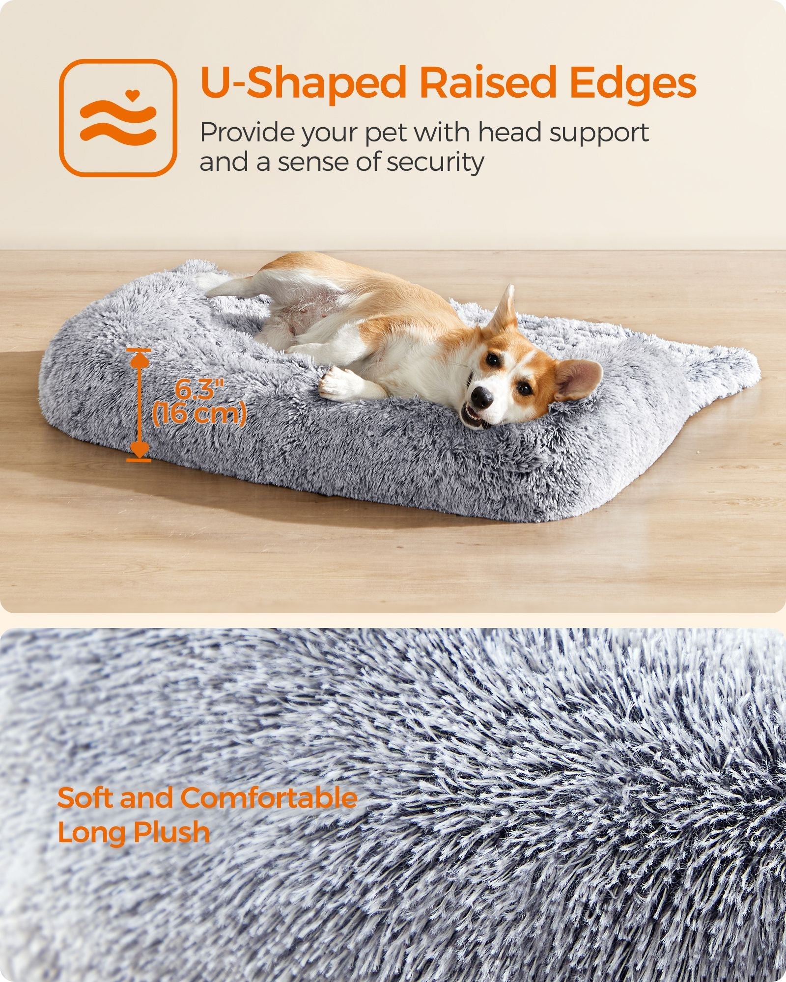 Dog Sofa Bed – Plush Fabric – Grey Ombré – Calming XXL Design