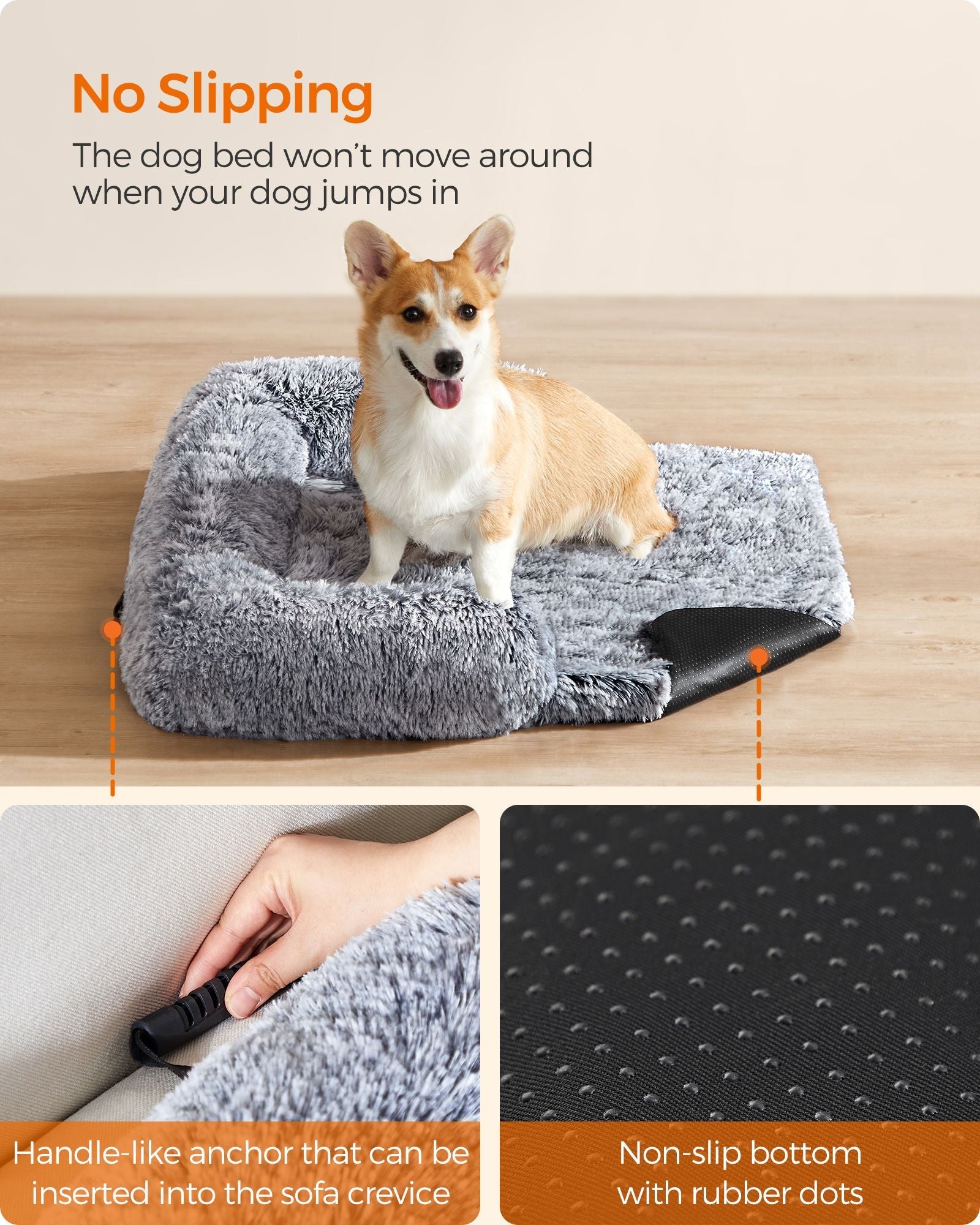 Dog Sofa Bed – Plush Fabric – Grey Ombré – Calming XXL Design