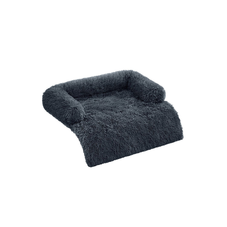 Dog Sofa Bed – Plush Fabric – Dark Grey – Calming Design for Large Dogs