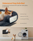 Dog Sofa Bed – Plush Fabric – Dark Grey – Calming Design for Large Dogs