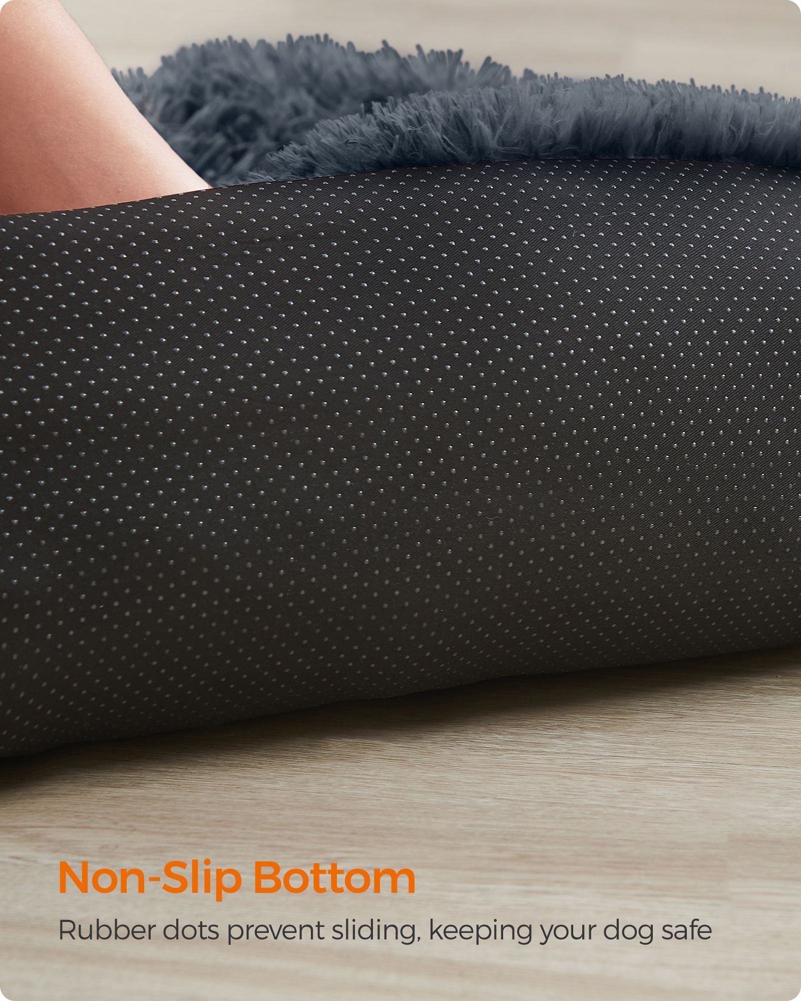 Dog Sofa Bed – Plush Fabric – Dark Grey – Calming Design for Large Dogs