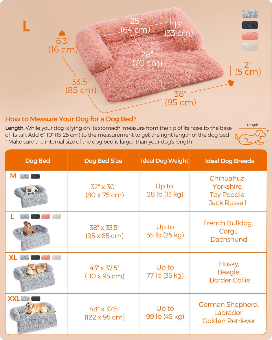 Dog Sofa Bed – Fluffy Fabric – Pink – Medium Size for Comfort