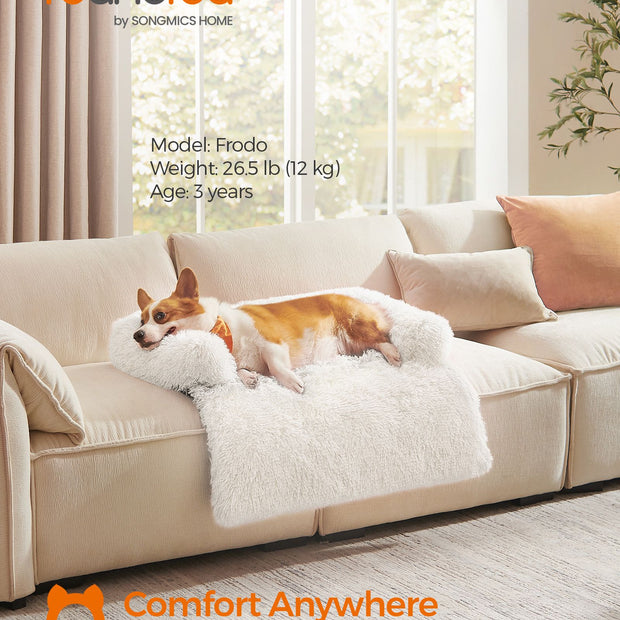 Dog Sofa Bed – Fabric – Cloud White – Calming Design for Medium Dogs