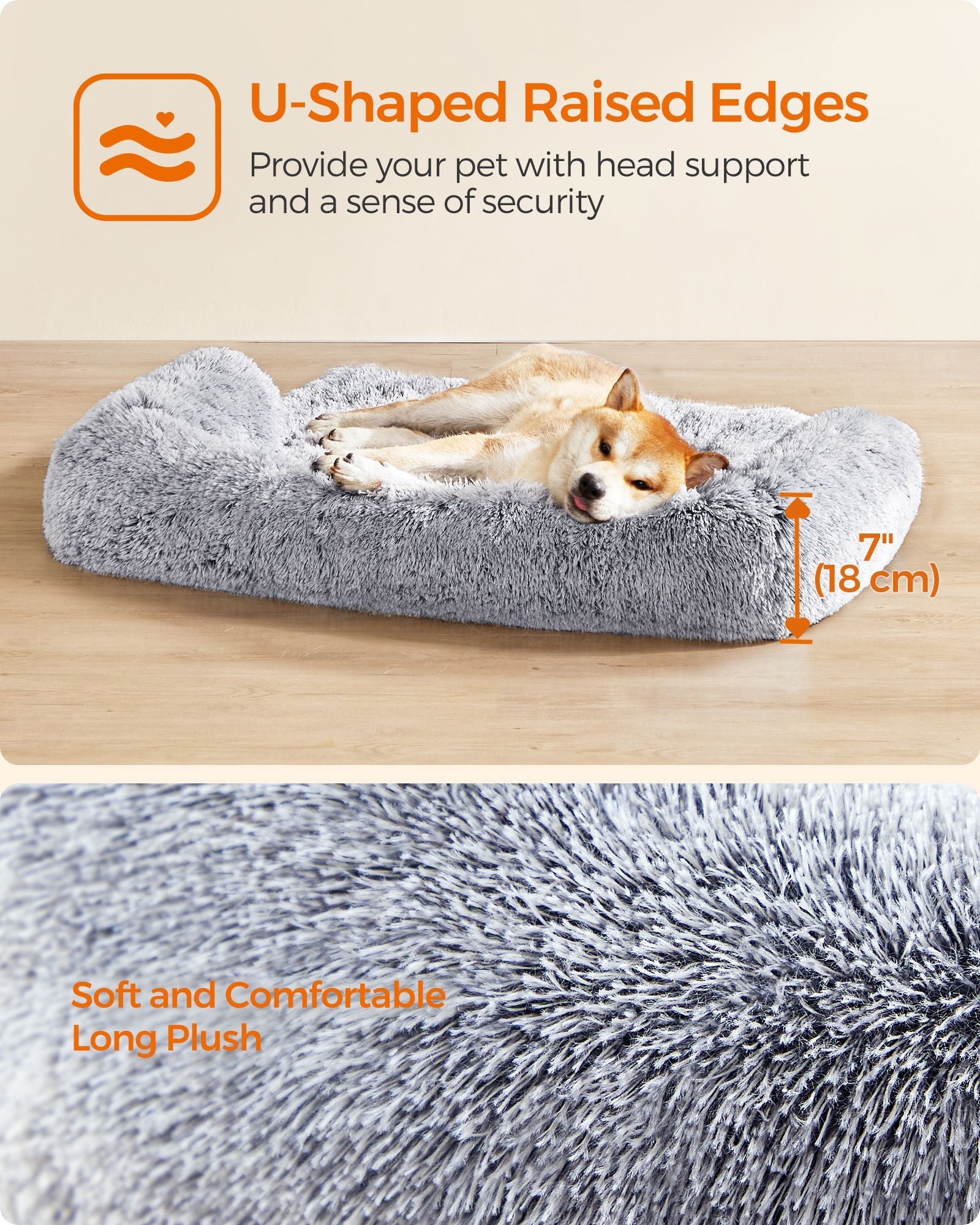 Dog Sofa Bed – Fabric – Grey Ombré – XXL, Calming Design