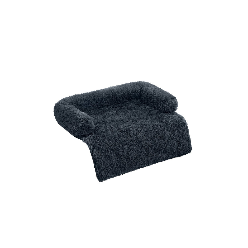 Dog Sofa Bed – Faux Fur – Dark Grey – Extra Large Calming Design