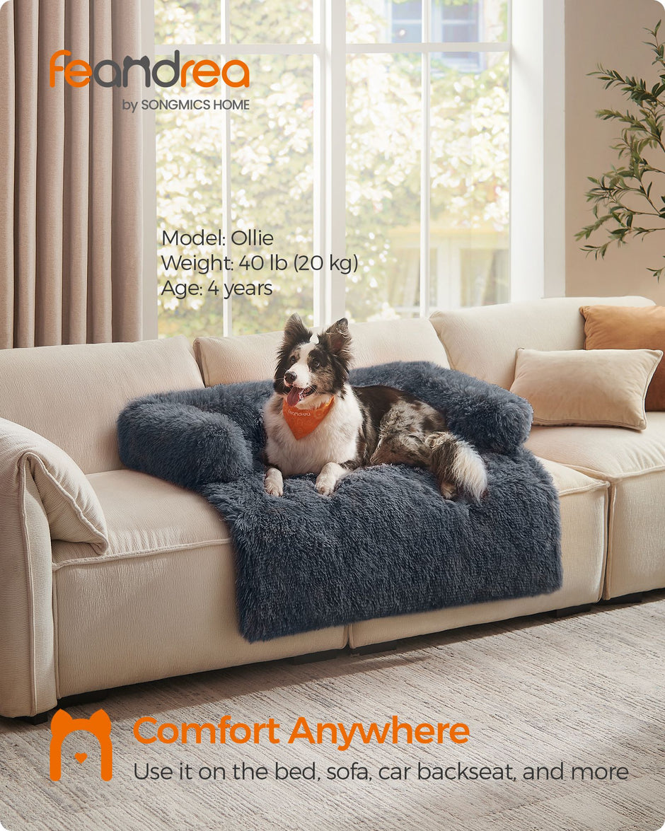 Dog Sofa Bed – Faux Fur – Dark Grey – Extra Large Calming Design